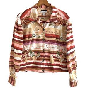 Vintage Mureli Floral Stripe Beaded Jacket Size L